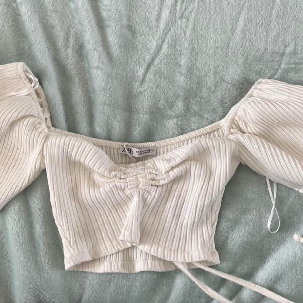 Zara white puff sleeve top